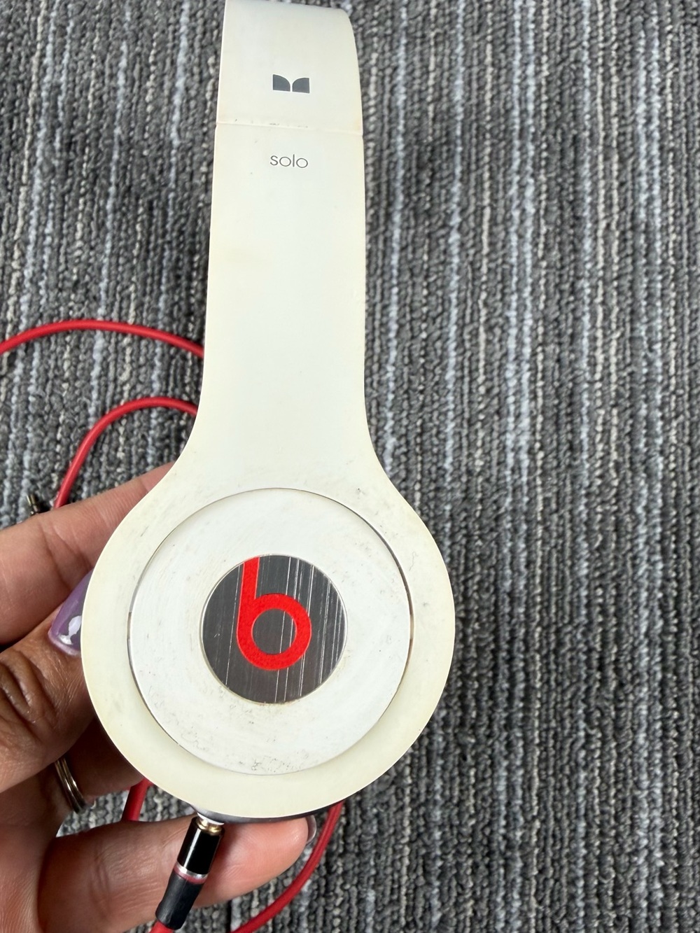 Monster Beats by Dr. Dre Solo On-Ear Headphones - White with Red Accents